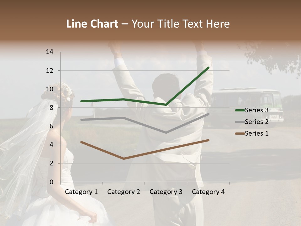 Just Married Couple Hitchhiking In A Field. PowerPoint Template