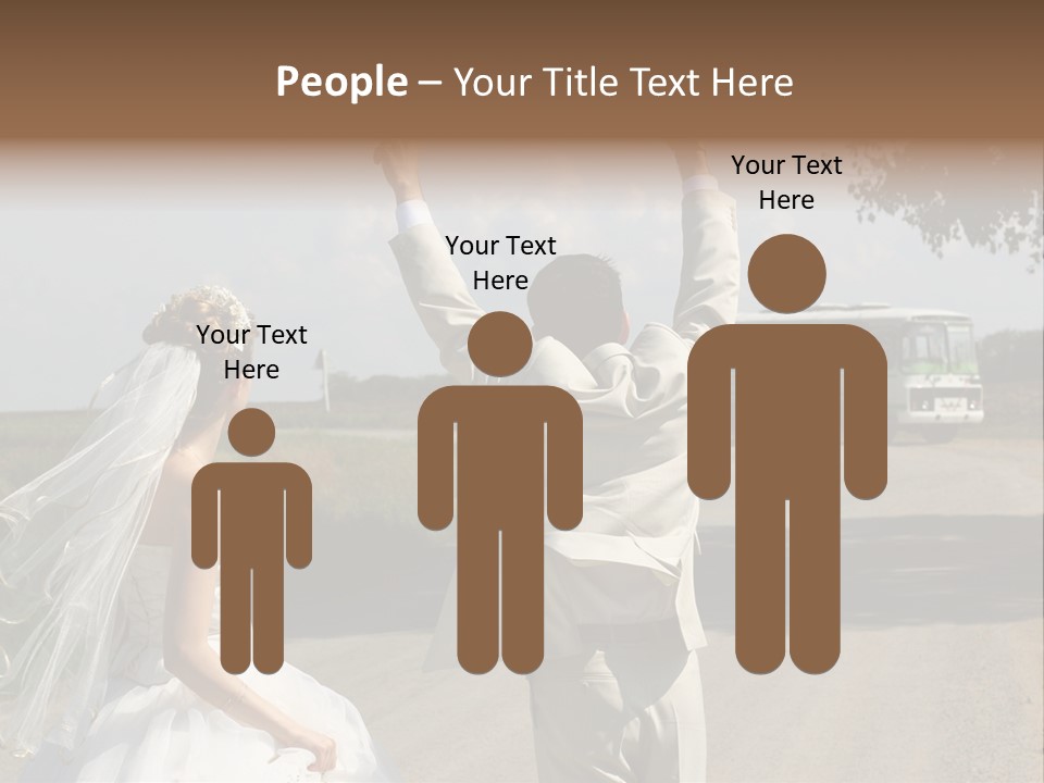 Just Married Couple Hitchhiking In A Field. PowerPoint Template