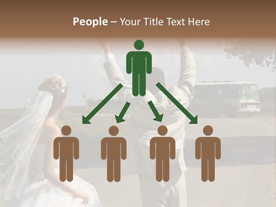 Just Married Couple Hitchhiking In A Field. PowerPoint Template
