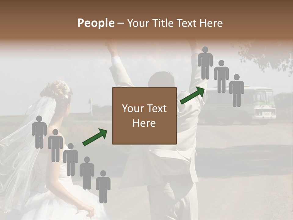 Just Married Couple Hitchhiking In A Field. PowerPoint Template