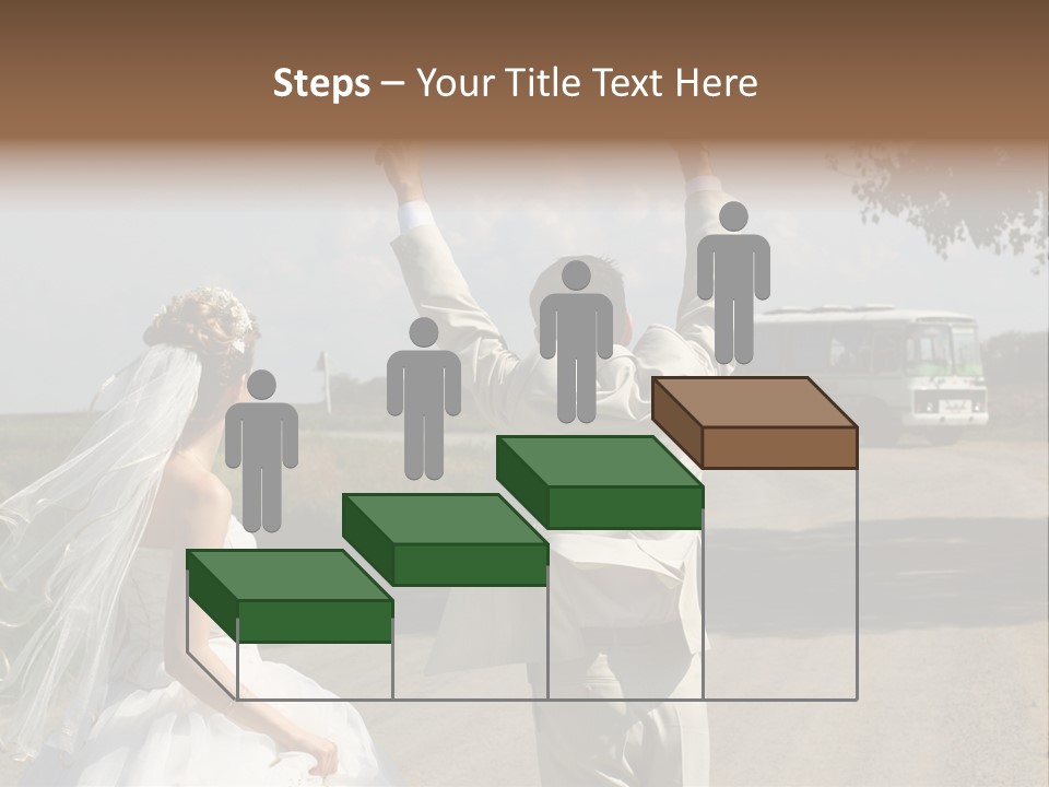 Just Married Couple Hitchhiking In A Field. PowerPoint Template