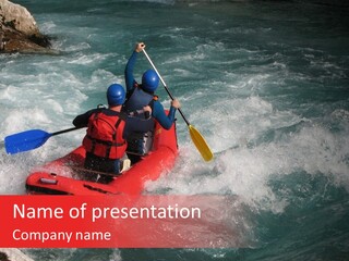 Rafting On A River Soca, Slovenia, Triglav National Park PowerPoint Template