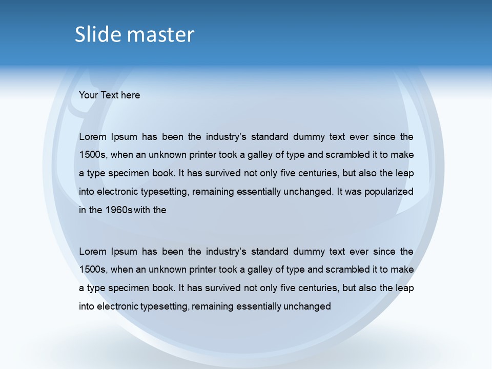 A Blue Sphere With A White Background PowerPoint Template