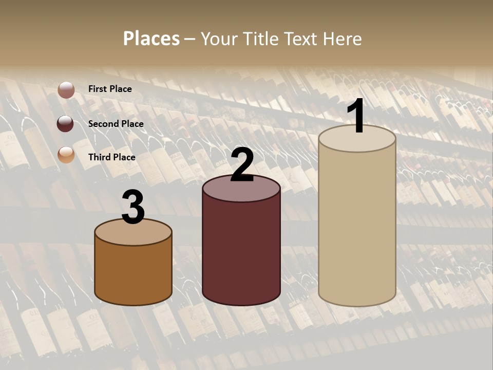 A Wall Full Of Bottles Of Wine In A Wine Cellar PowerPoint Template