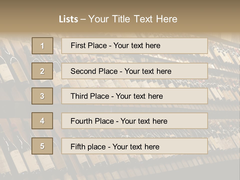 A Wall Full Of Bottles Of Wine In A Wine Cellar PowerPoint Template