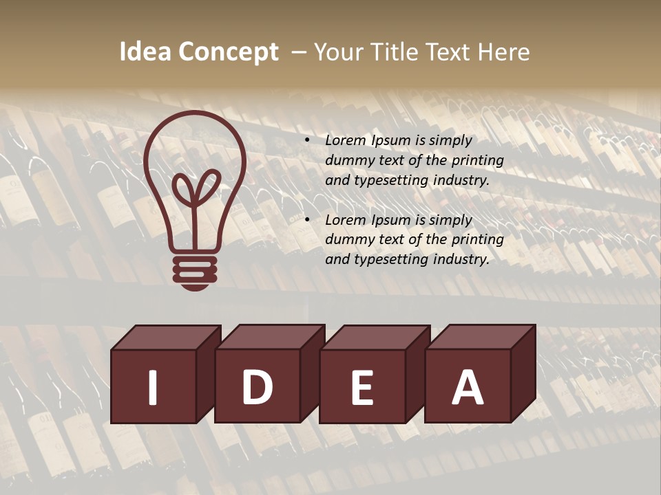 A Wall Full Of Bottles Of Wine In A Wine Cellar PowerPoint Template