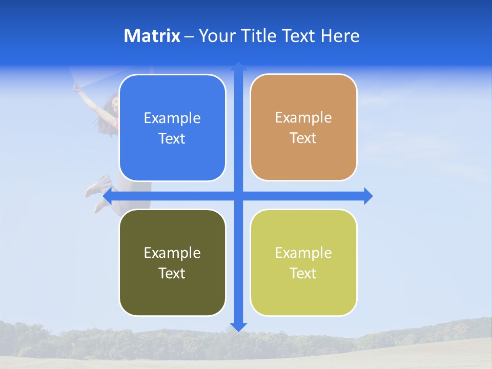 Chinese Girl Jumping With A Blank Sign In A Field. PowerPoint Template