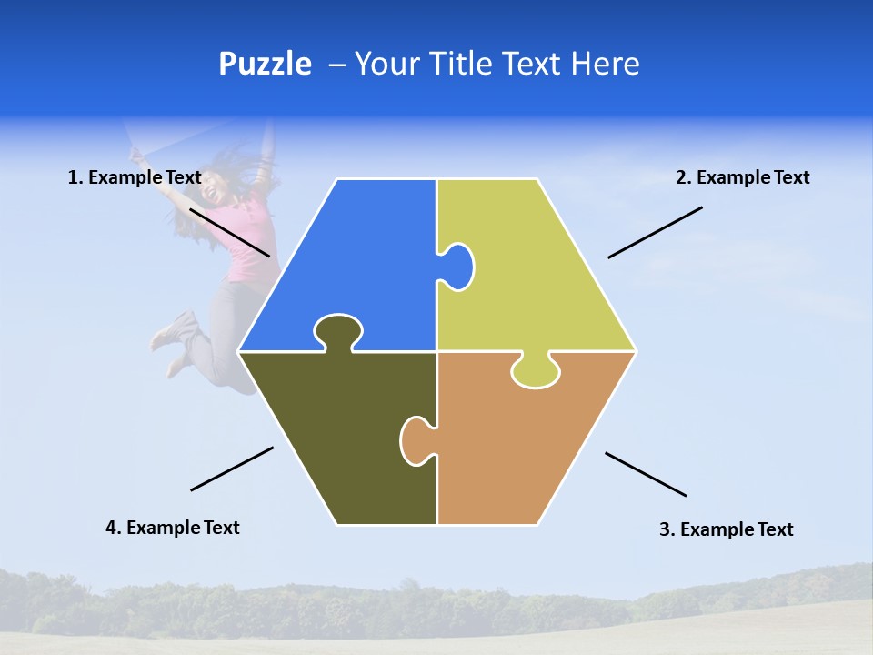 Chinese Girl Jumping With A Blank Sign In A Field. PowerPoint Template