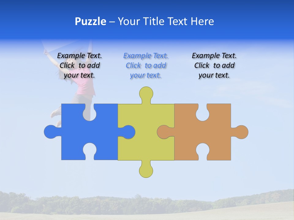 Chinese Girl Jumping With A Blank Sign In A Field. PowerPoint Template