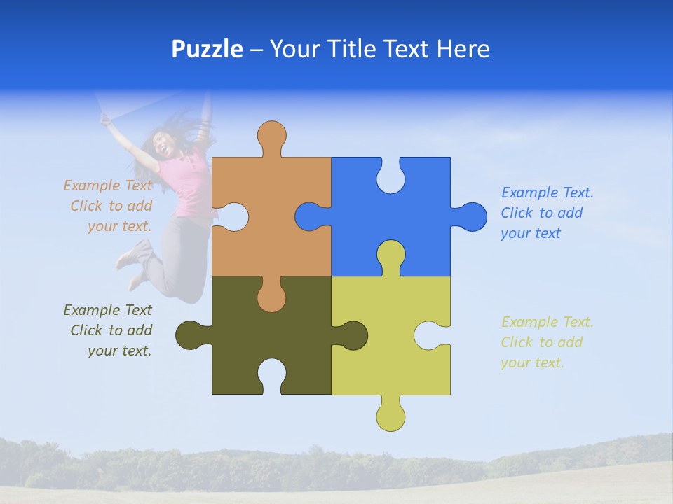 Chinese Girl Jumping With A Blank Sign In A Field. PowerPoint Template