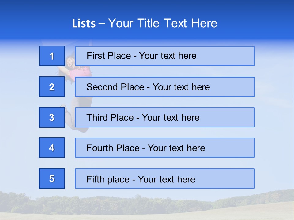 Chinese Girl Jumping With A Blank Sign In A Field. PowerPoint Template
