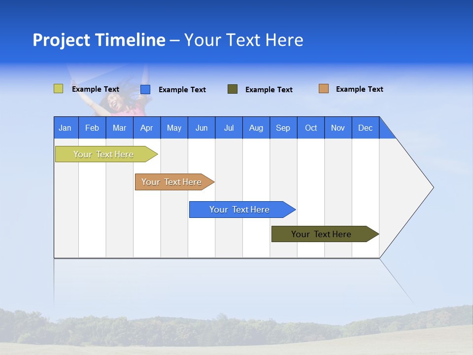 Chinese Girl Jumping With A Blank Sign In A Field. PowerPoint Template