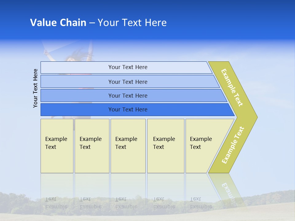 Chinese Girl Jumping With A Blank Sign In A Field. PowerPoint Template