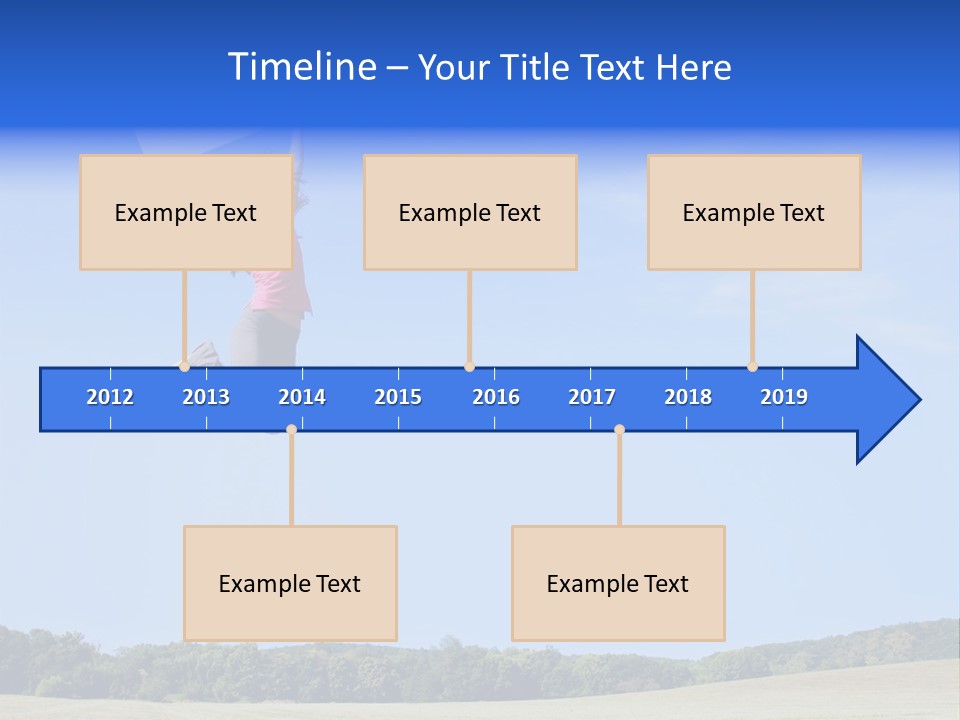 Chinese Girl Jumping With A Blank Sign In A Field. PowerPoint Template