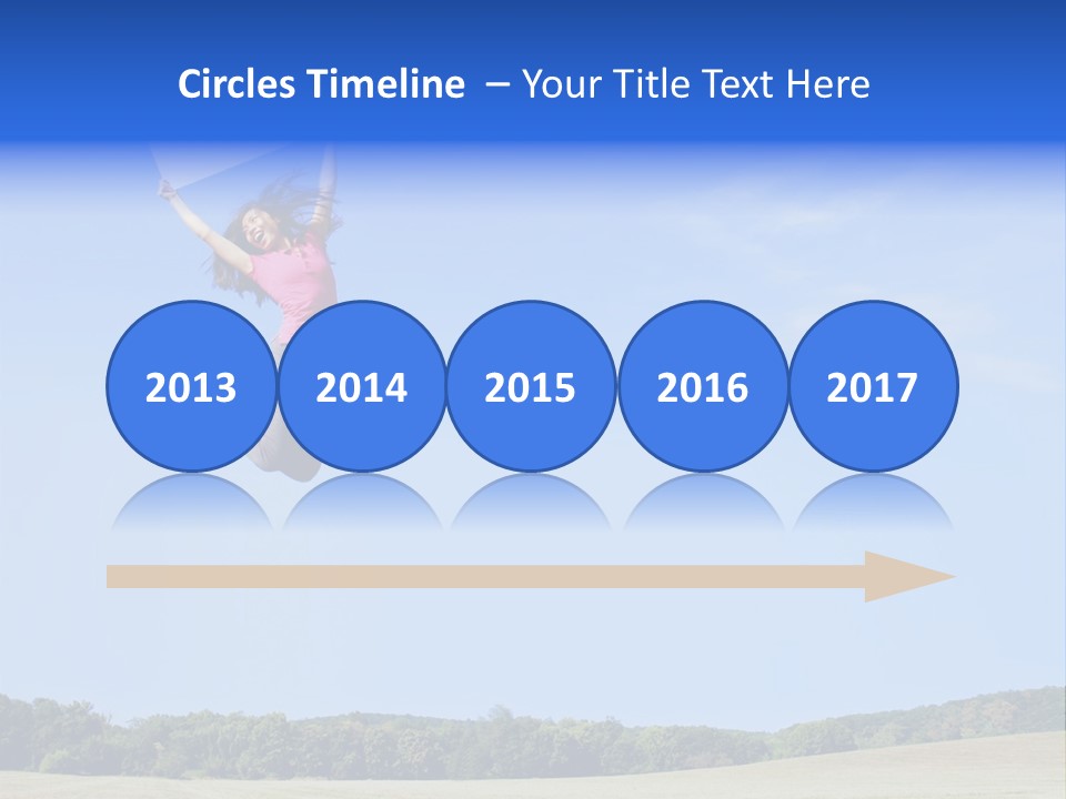 Chinese Girl Jumping With A Blank Sign In A Field. PowerPoint Template