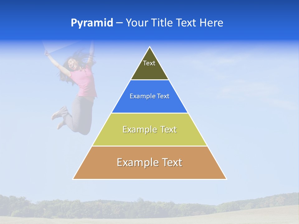 Chinese Girl Jumping With A Blank Sign In A Field. PowerPoint Template