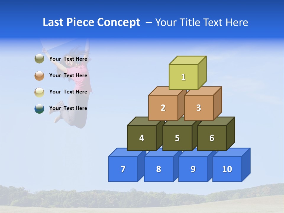 Chinese Girl Jumping With A Blank Sign In A Field. PowerPoint Template