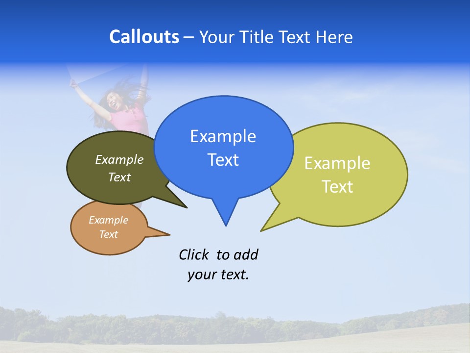 Chinese Girl Jumping With A Blank Sign In A Field. PowerPoint Template