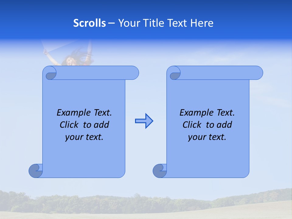 Chinese Girl Jumping With A Blank Sign In A Field. PowerPoint Template