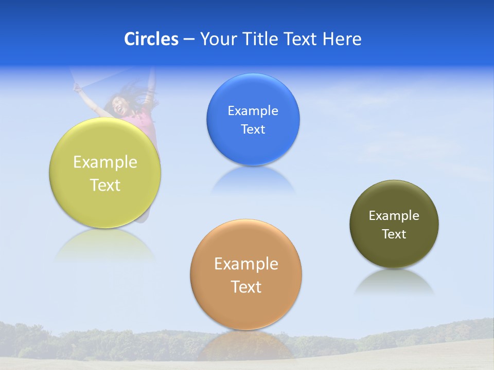 Chinese Girl Jumping With A Blank Sign In A Field. PowerPoint Template