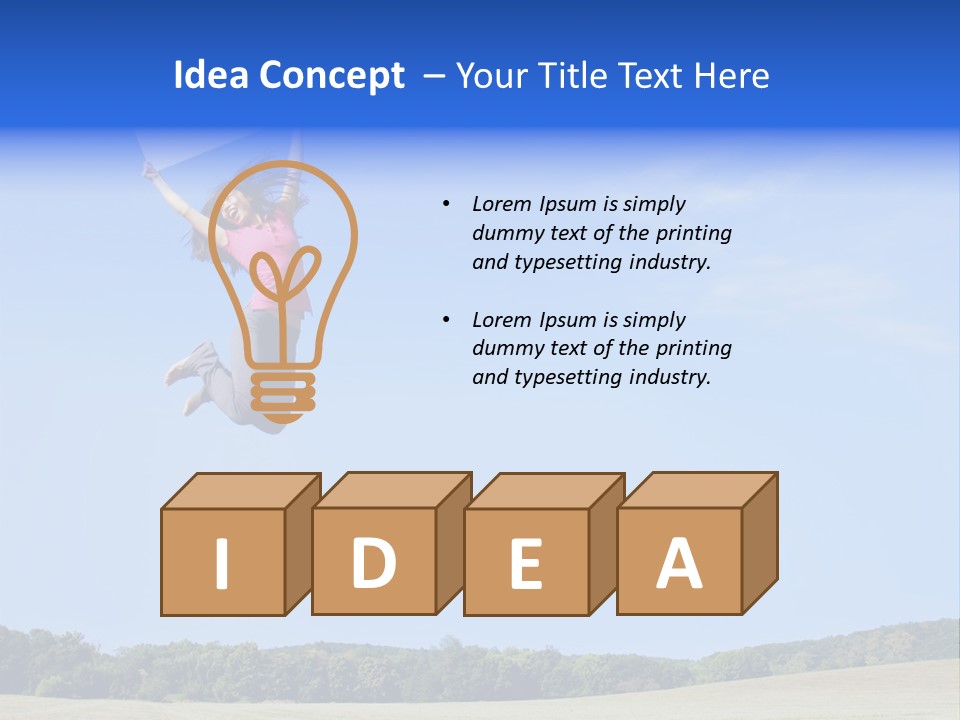 Chinese Girl Jumping With A Blank Sign In A Field. PowerPoint Template