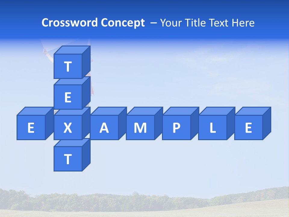 Chinese Girl Jumping With A Blank Sign In A Field. PowerPoint Template