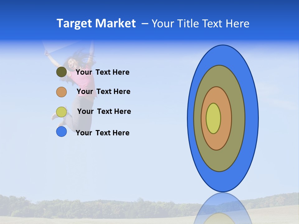 Chinese Girl Jumping With A Blank Sign In A Field. PowerPoint Template