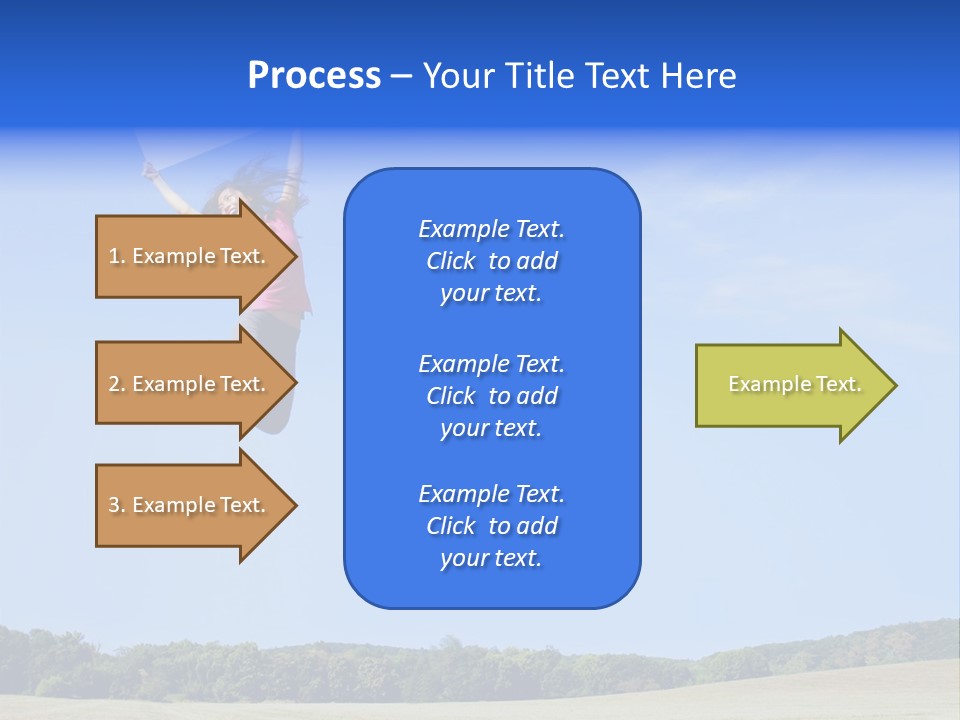 Chinese Girl Jumping With A Blank Sign In A Field. PowerPoint Template