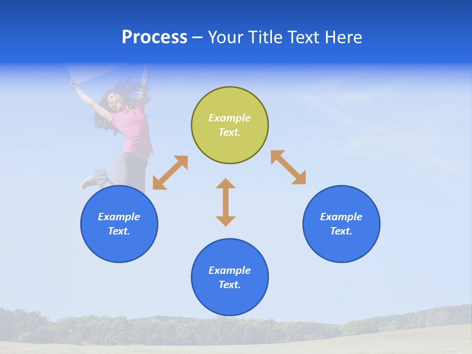 Chinese Girl Jumping With A Blank Sign In A Field. PowerPoint Template