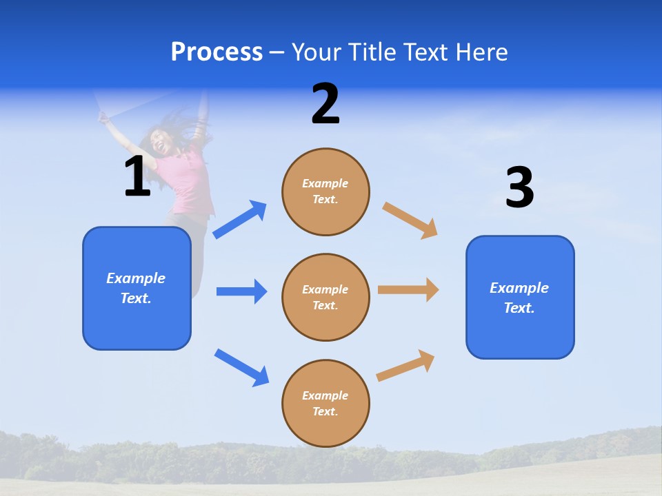 Chinese Girl Jumping With A Blank Sign In A Field. PowerPoint Template