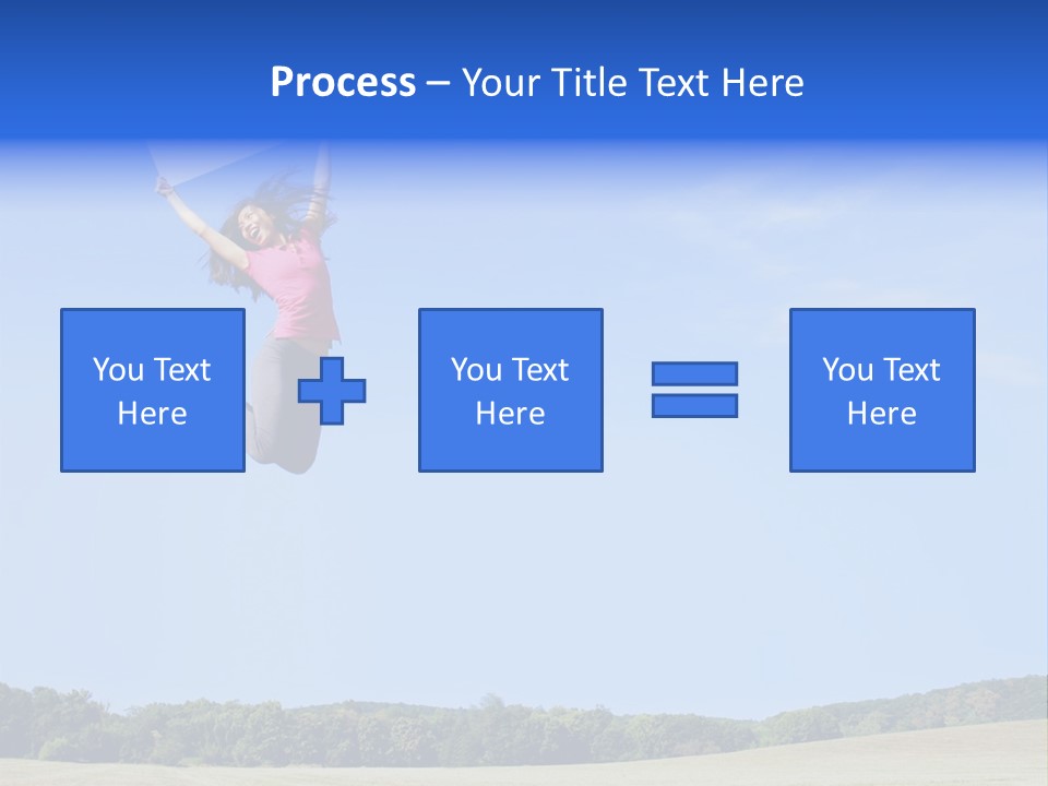 Chinese Girl Jumping With A Blank Sign In A Field. PowerPoint Template