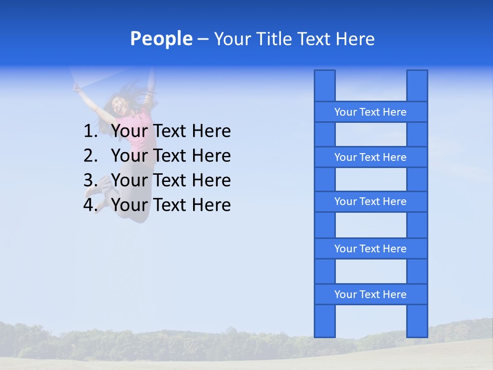 Chinese Girl Jumping With A Blank Sign In A Field. PowerPoint Template