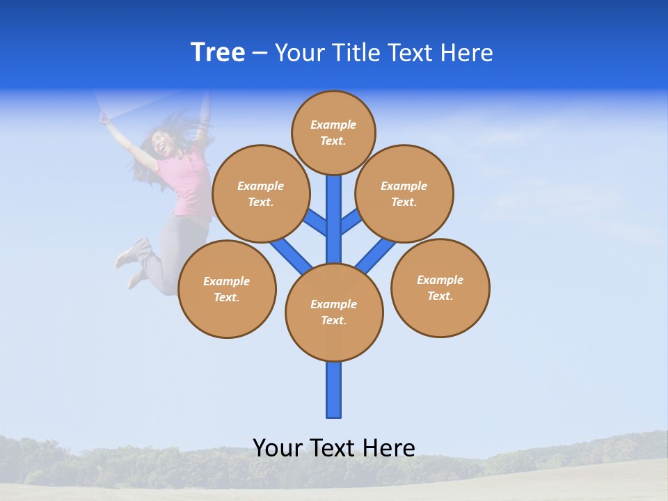 Chinese Girl Jumping With A Blank Sign In A Field. PowerPoint Template