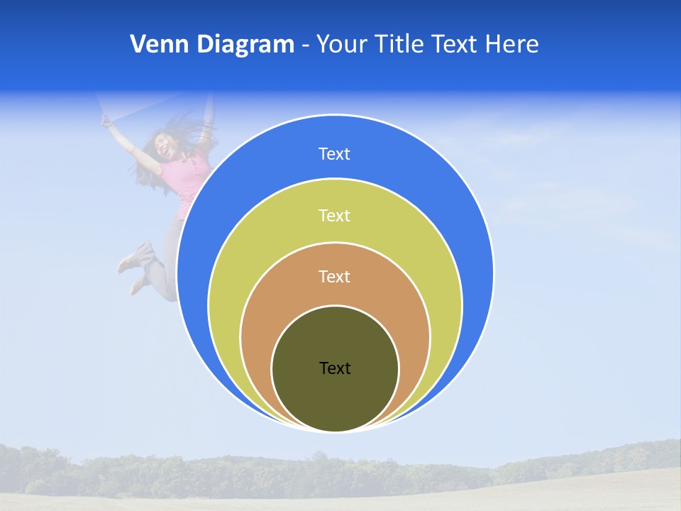 Chinese Girl Jumping With A Blank Sign In A Field. PowerPoint Template