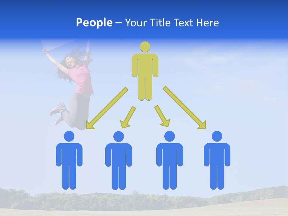 Chinese Girl Jumping With A Blank Sign In A Field. PowerPoint Template