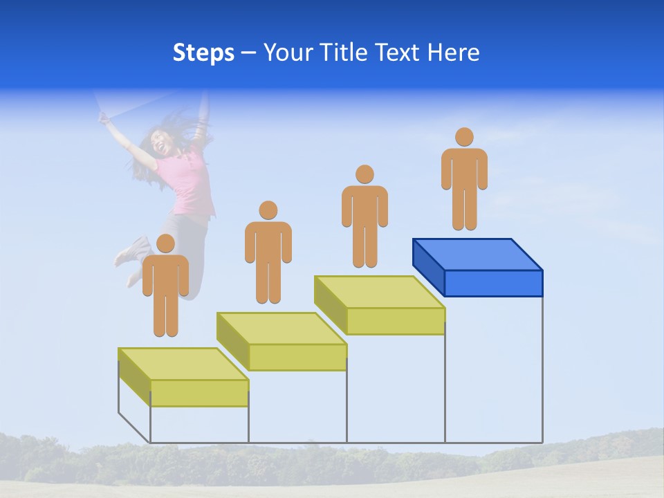 Chinese Girl Jumping With A Blank Sign In A Field. PowerPoint Template