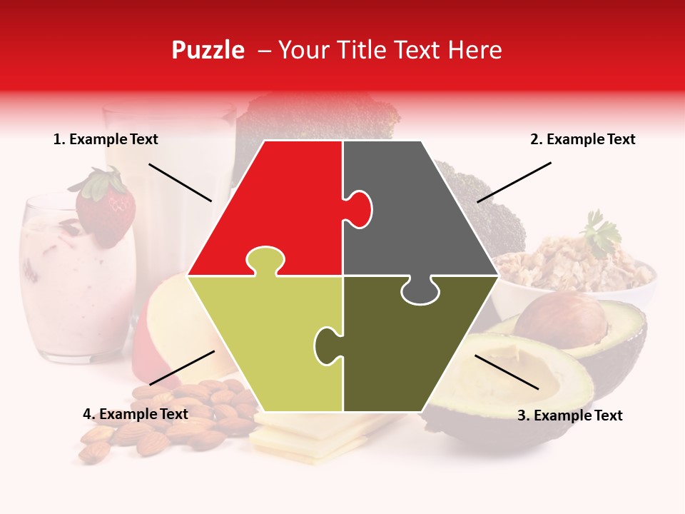 Food Sources Of Calcium, Isolated On White. Includes Milk, Yogurt, Almonds, Cheeses, Broccoli, Salmon, And Avocado. PowerPoint Template