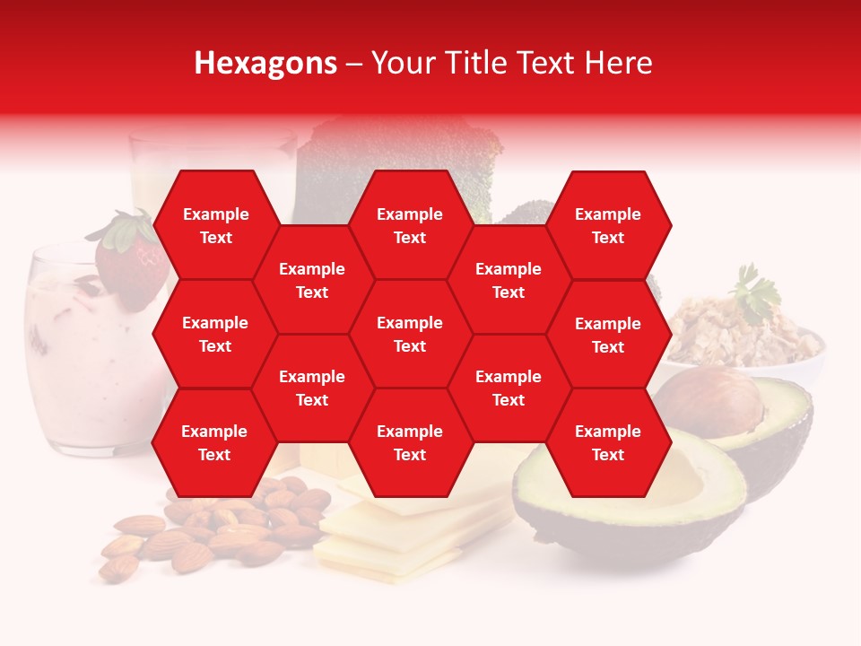 Food Sources Of Calcium, Isolated On White. Includes Milk, Yogurt, Almonds, Cheeses, Broccoli, Salmon, And Avocado. PowerPoint Template