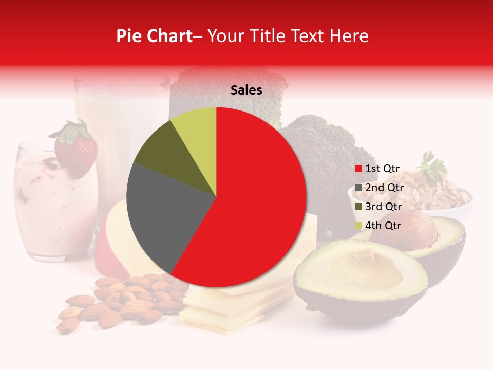 Food Sources Of Calcium, Isolated On White. Includes Milk, Yogurt, Almonds, Cheeses, Broccoli, Salmon, And Avocado. PowerPoint Template