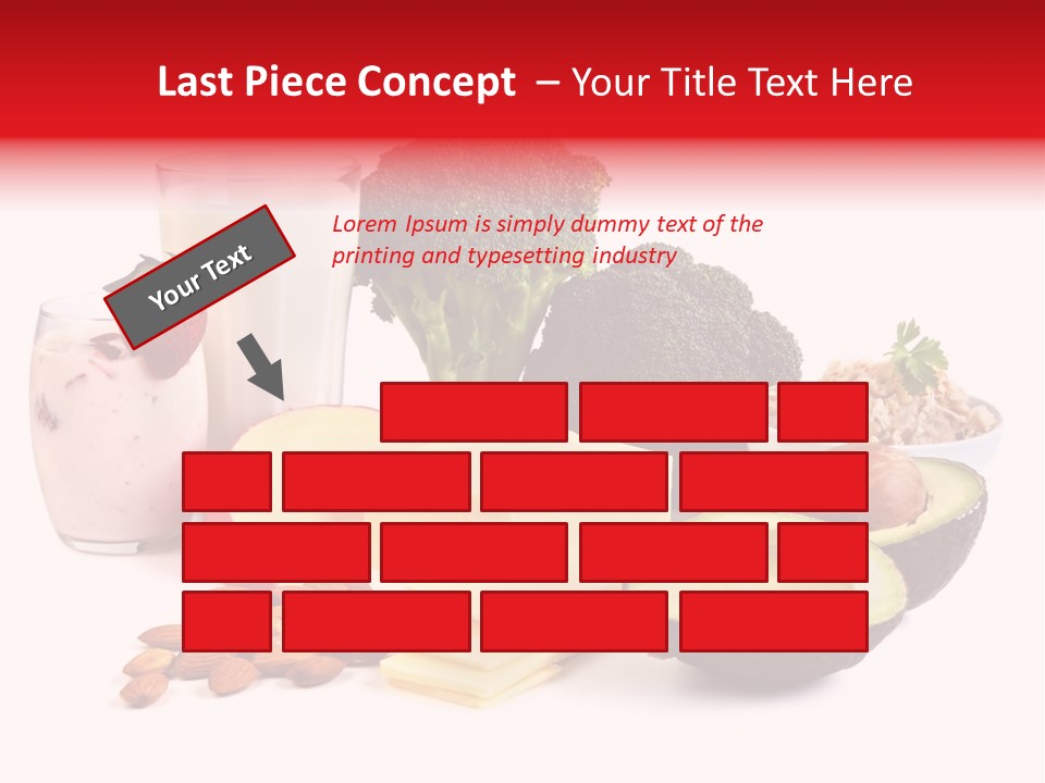 Food Sources Of Calcium, Isolated On White. Includes Milk, Yogurt, Almonds, Cheeses, Broccoli, Salmon, And Avocado. PowerPoint Template