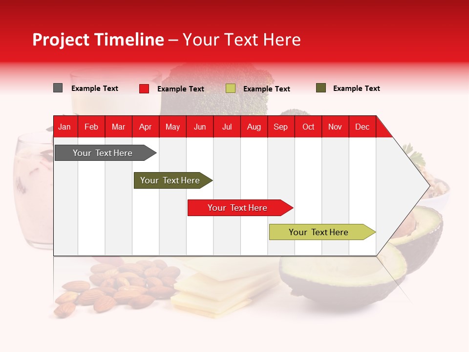 Food Sources Of Calcium, Isolated On White. Includes Milk, Yogurt, Almonds, Cheeses, Broccoli, Salmon, And Avocado. PowerPoint Template