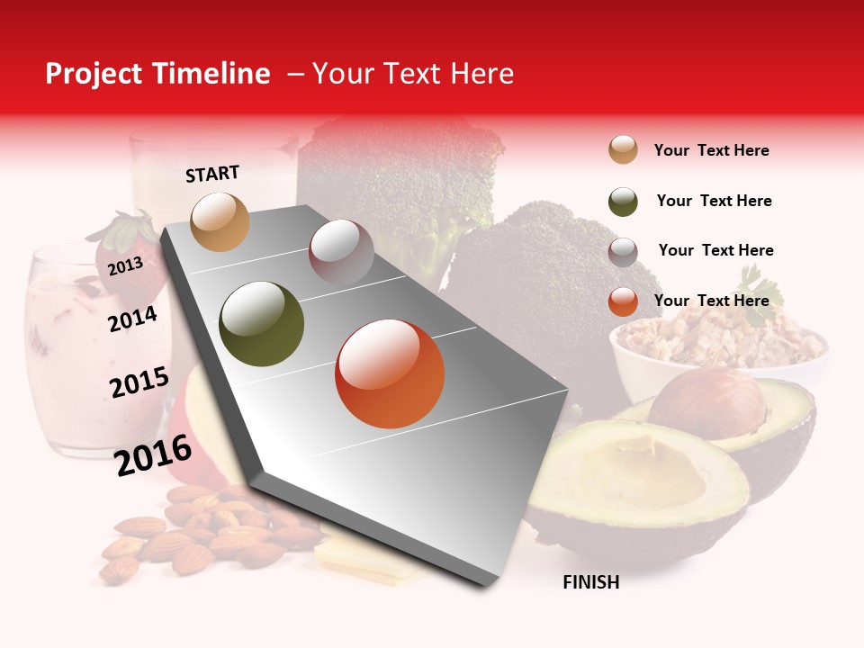 Food Sources Of Calcium, Isolated On White. Includes Milk, Yogurt, Almonds, Cheeses, Broccoli, Salmon, And Avocado. PowerPoint Template