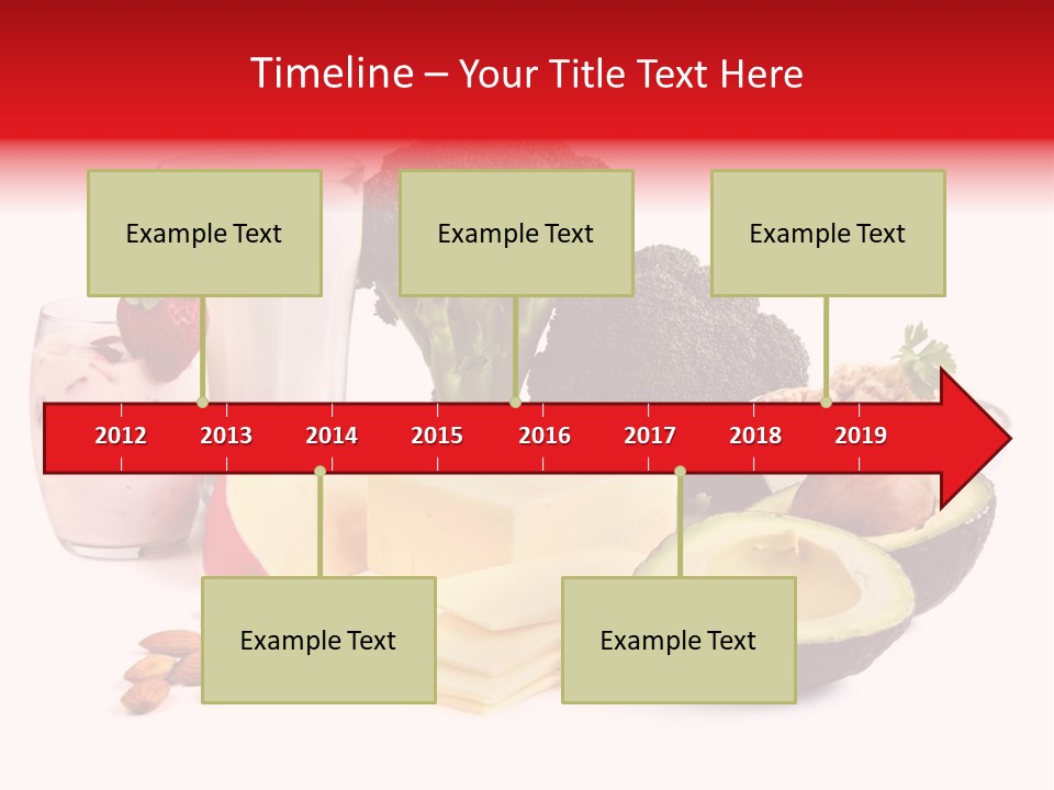 Food Sources Of Calcium, Isolated On White. Includes Milk, Yogurt, Almonds, Cheeses, Broccoli, Salmon, And Avocado. PowerPoint Template