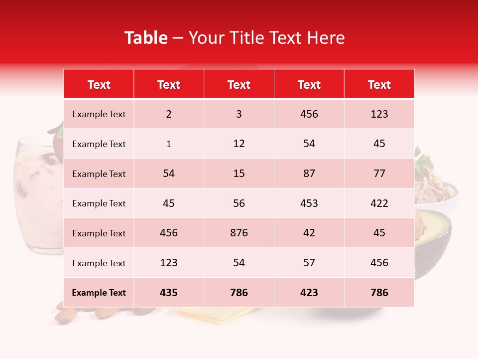 Food Sources Of Calcium, Isolated On White. Includes Milk, Yogurt, Almonds, Cheeses, Broccoli, Salmon, And Avocado. PowerPoint Template
