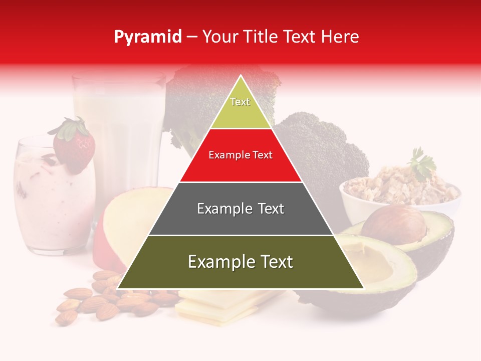 Food Sources Of Calcium, Isolated On White. Includes Milk, Yogurt, Almonds, Cheeses, Broccoli, Salmon, And Avocado. PowerPoint Template