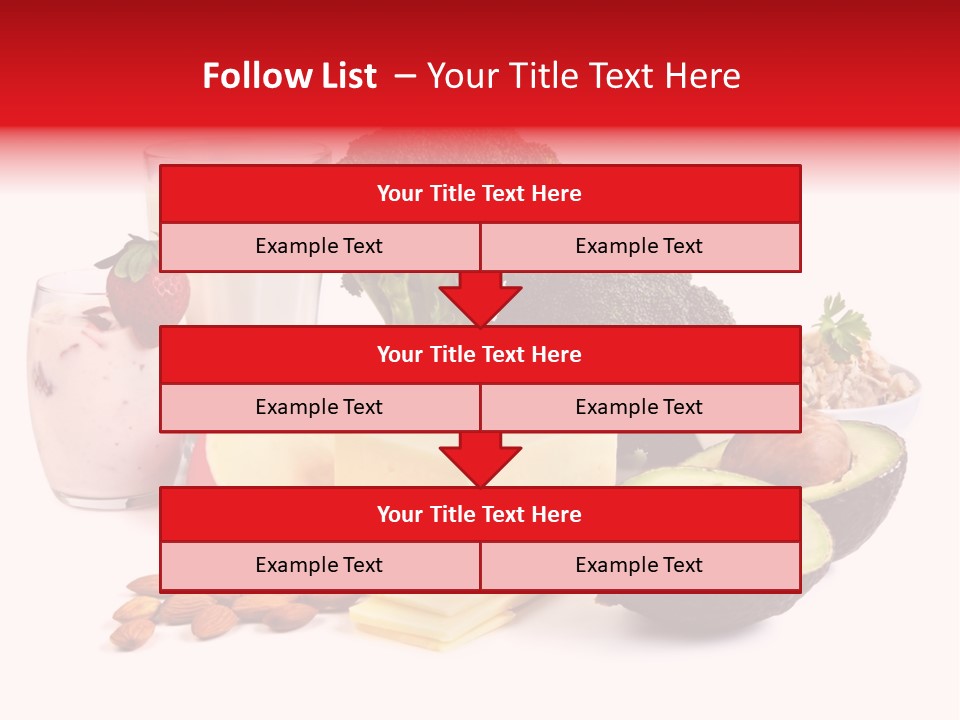 Food Sources Of Calcium, Isolated On White. Includes Milk, Yogurt, Almonds, Cheeses, Broccoli, Salmon, And Avocado. PowerPoint Template