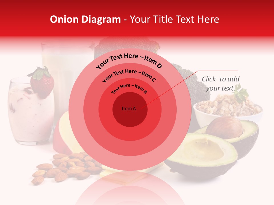 Food Sources Of Calcium, Isolated On White. Includes Milk, Yogurt, Almonds, Cheeses, Broccoli, Salmon, And Avocado. PowerPoint Template