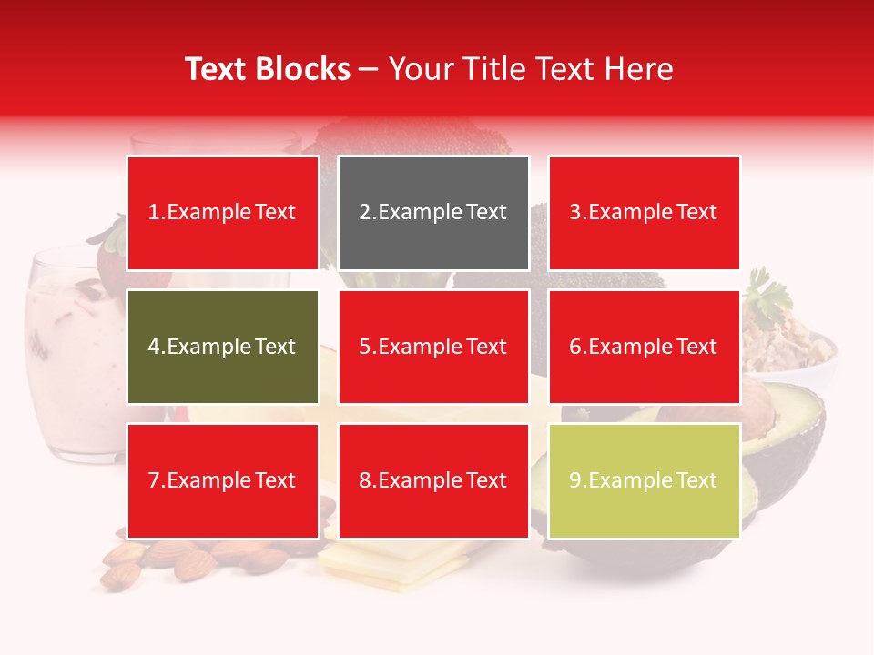 Food Sources Of Calcium, Isolated On White. Includes Milk, Yogurt, Almonds, Cheeses, Broccoli, Salmon, And Avocado. PowerPoint Template