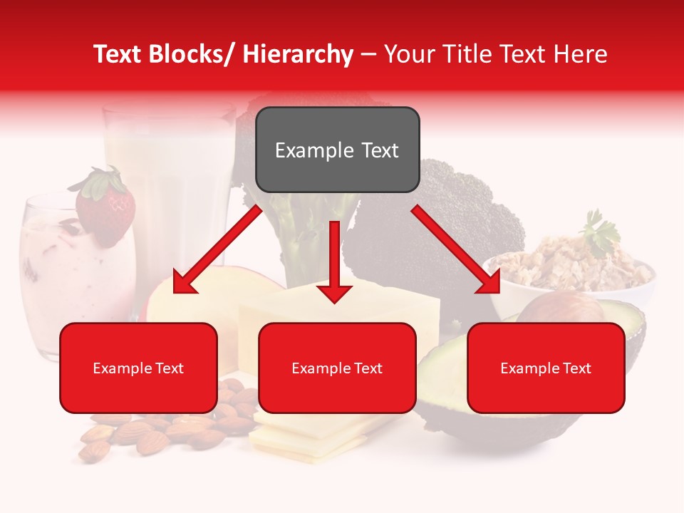 Food Sources Of Calcium, Isolated On White. Includes Milk, Yogurt, Almonds, Cheeses, Broccoli, Salmon, And Avocado. PowerPoint Template