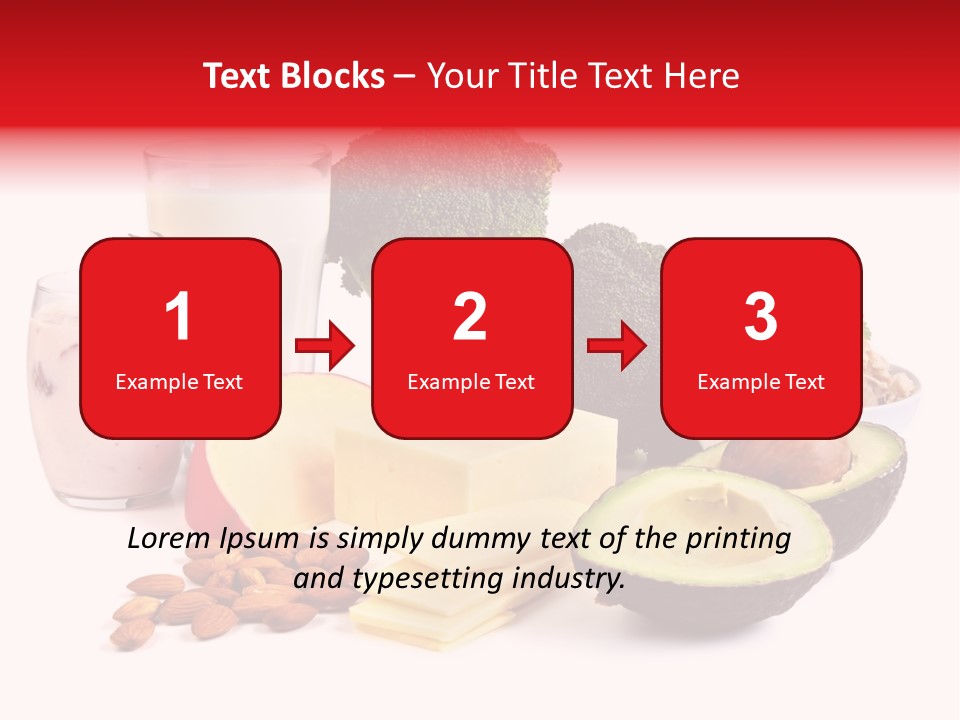 Food Sources Of Calcium, Isolated On White. Includes Milk, Yogurt, Almonds, Cheeses, Broccoli, Salmon, And Avocado. PowerPoint Template